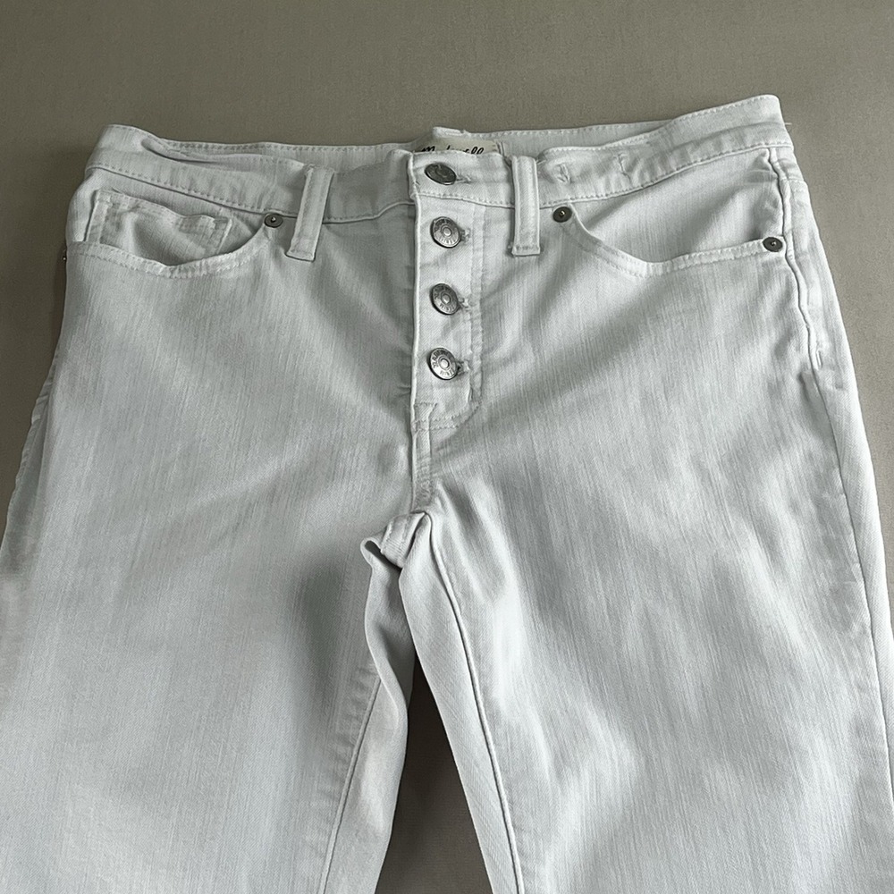 Madewell White High Rise Skinny Jeans Button Fly Raw Hem Womens Size 27 - Picture 3 of 13